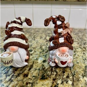Two adorable resin coffee bean gnomes for decoration!